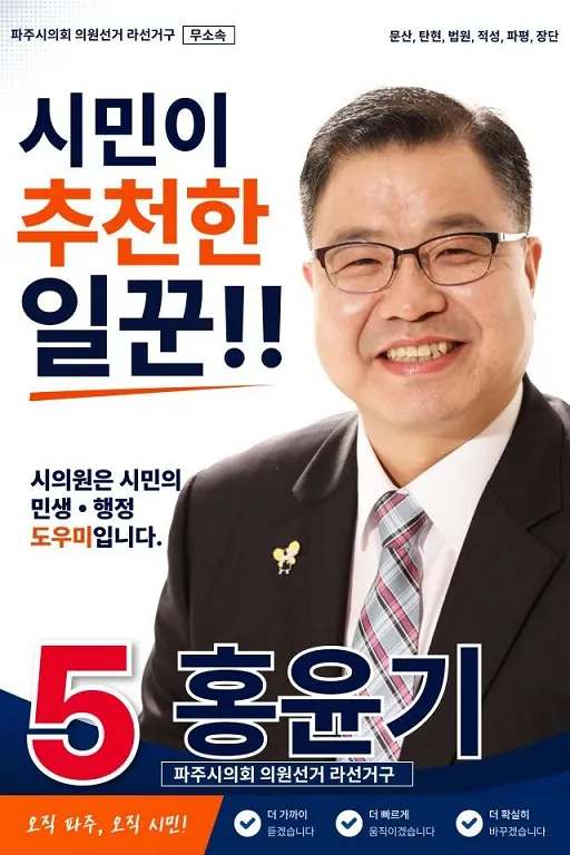 라 선거구 무소속 기호 5번 홍윤기는 누구인가?