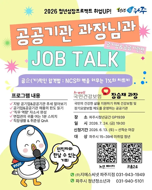 파주시, 미취업 청년 대상 ‘공공기관 현직자와의 만남’ 운영