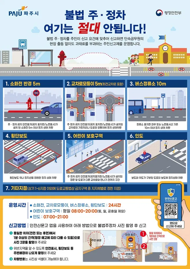 파주시, 불법주정차 절대금지구역 집중 단속