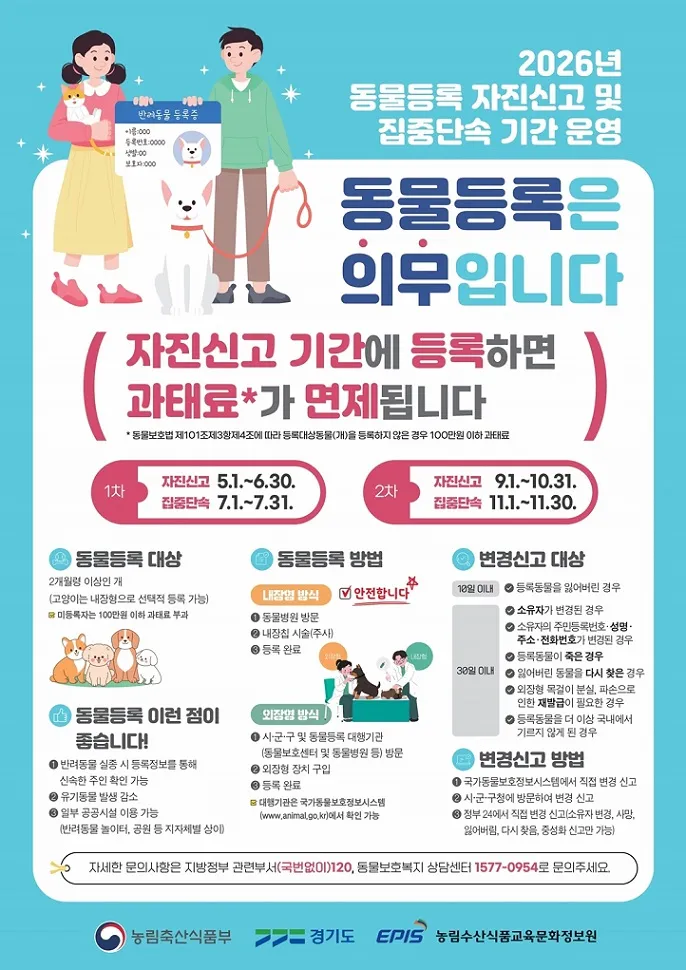 파주시, 10월 31일까지 동물등록 자진신고 기간 운영